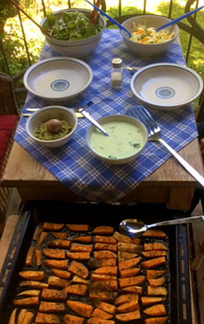 6.5.16 - Süßkartoffel,Fenchelsalat,Feldsalat,Guacamole,Joghurtdip (2)