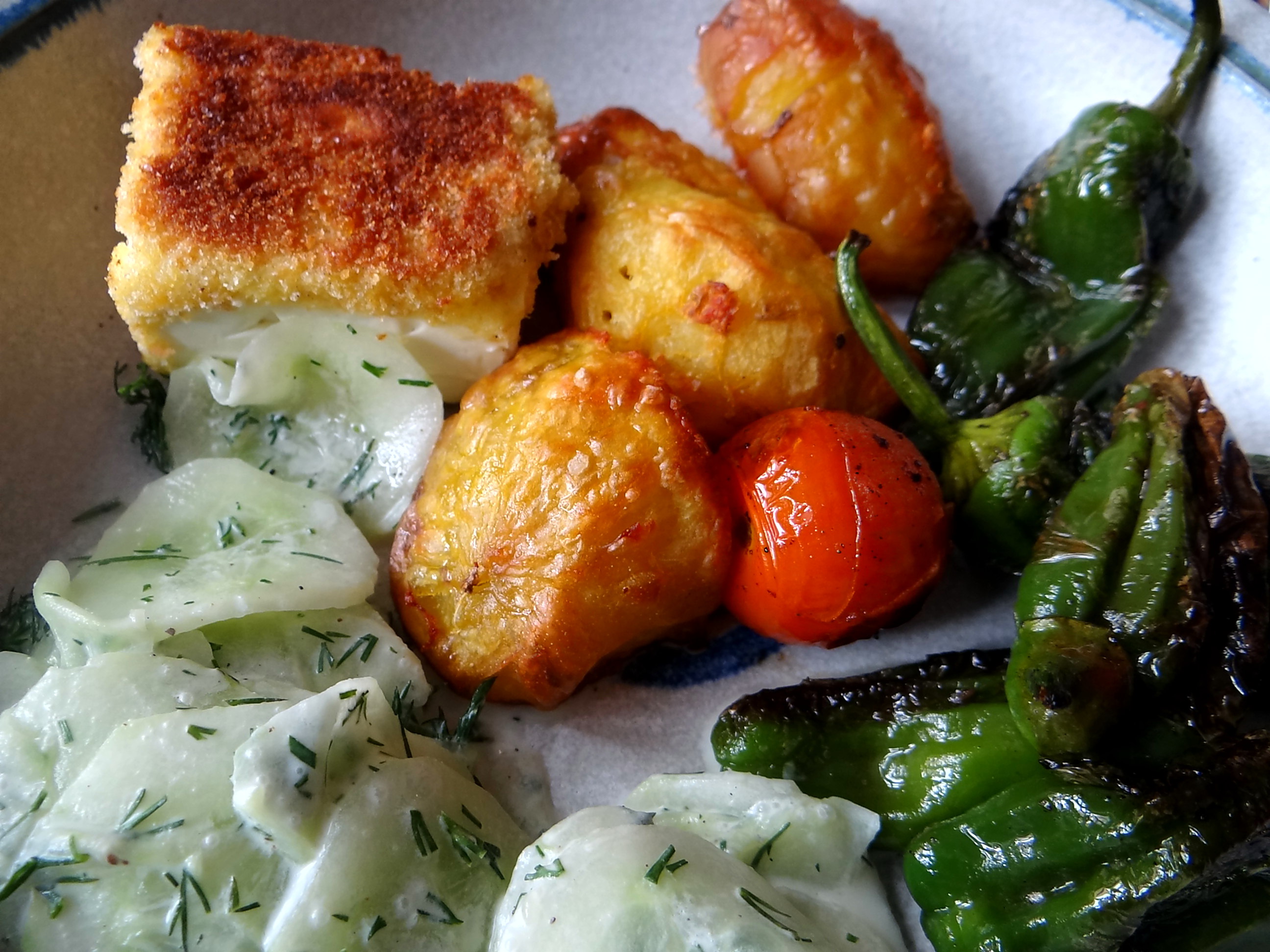 Gebackener Feta,Ofenkartoffel,Pimientos,Gurkensalat,Walleln (3)