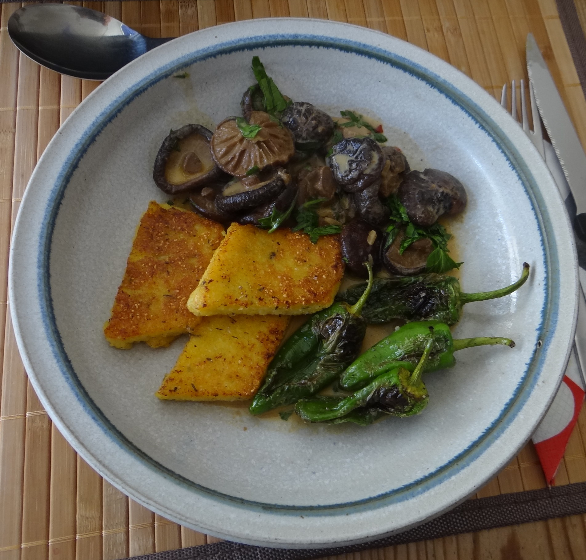 Shitake,Polenta,Pimientos,Salat, (1)