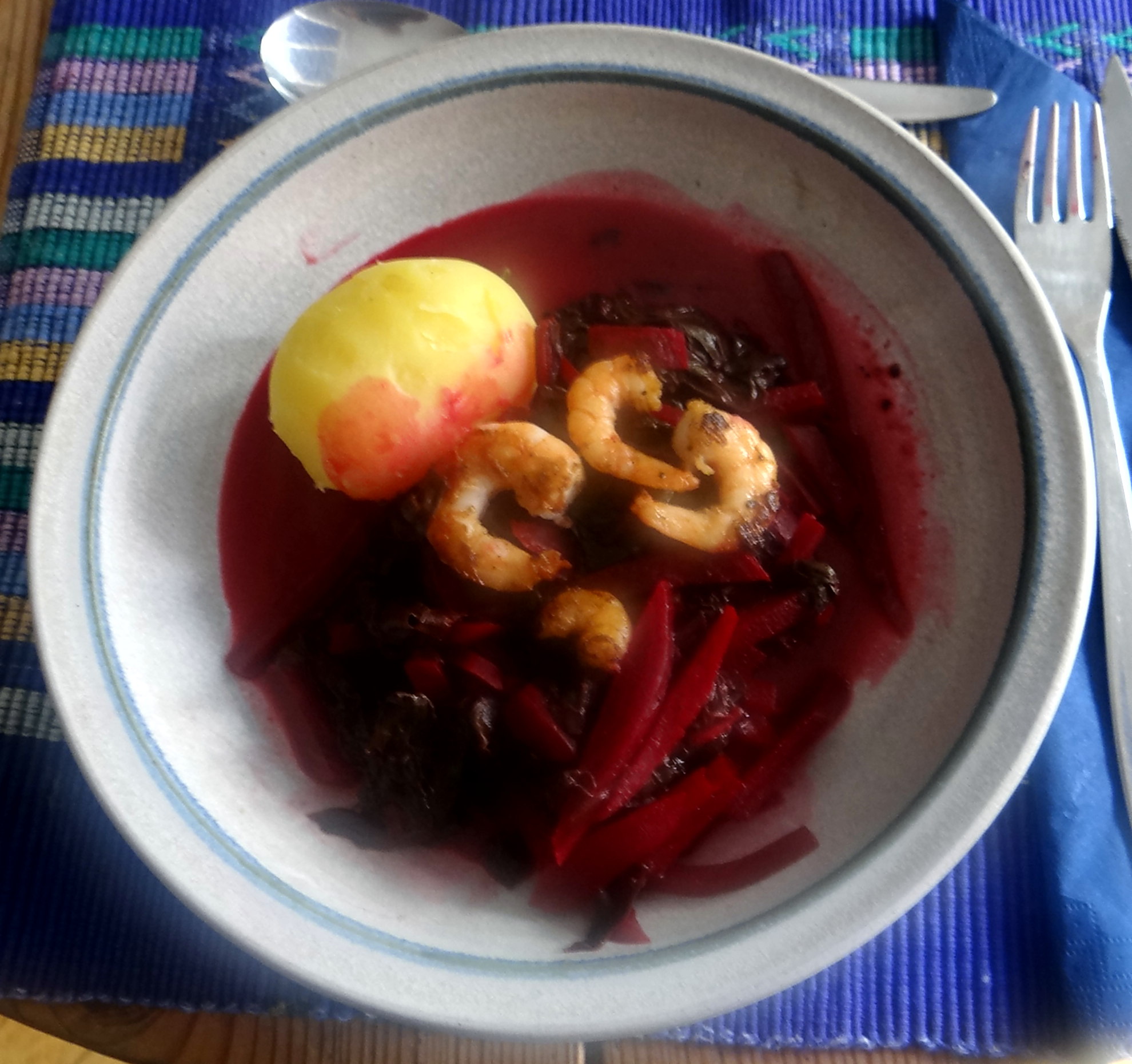 Rote Beete Gemüse,Garnelen,Pellkartoffeln (2)