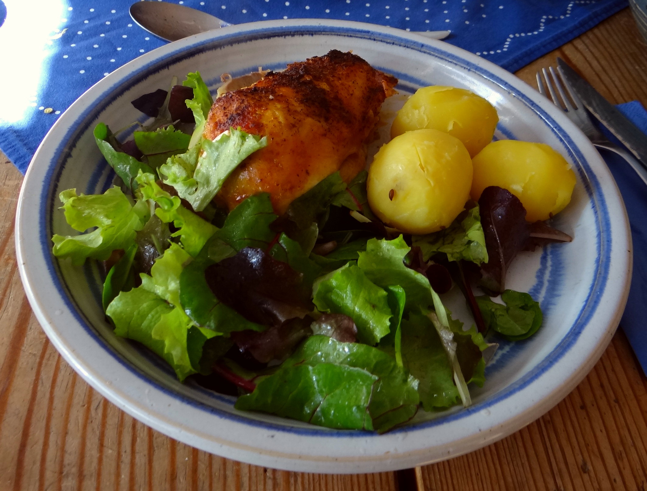 Mais Poularde,Salat,Birne in Rotwein (12)
