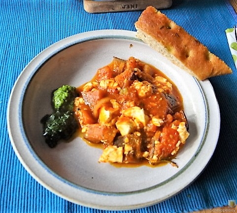 Auberginen-Tomaten Gemüse, Foccacia (2)