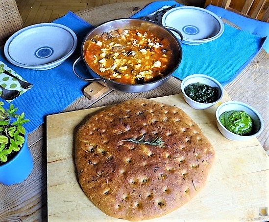 Auberginen-Tomaten Gemüse, Foccacia (5)